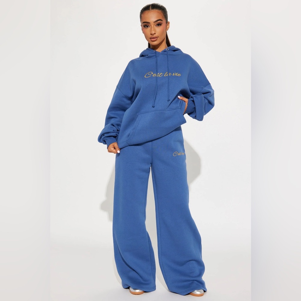 C'est la Vie Fleece Pant Set - Blue